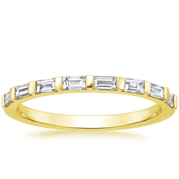 Total 8 Baguette Band SI F-G 0.26 Ct Diamond Prong Set 14K Solid Yellow Gold/White Gold/Rose Gold Authenticate Certificate