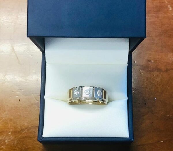 Men's Band SI H 0.30Ct Real Diamond Ring 14Kt White Gold/Yellow Gold/Rose Gold With Authenticate Certificate For Father's Day
