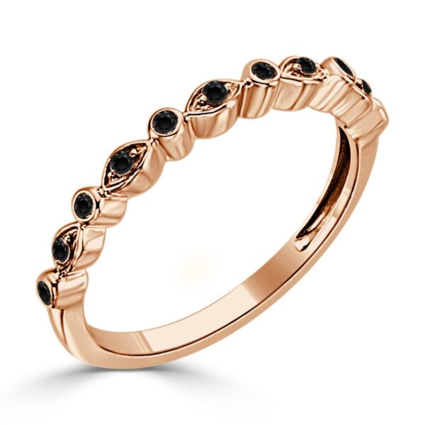 Unique 0.22 Ct Black Round Treated Diamond 14K Rose Gold/Yellow Gold/White Gold Prong Setting Ring With Authenticate Certificate