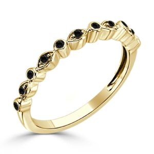 Unique 0.22 Ct Black Round Treated Diamond 14K Rose Gold/Yellow Gold/White Gold Prong Setting Ring With Authenticate Certificate