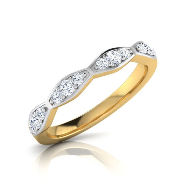 KISS Diamond Band SI1 H 0.15 Ct Round Cut Diamond Ring For Valantine Day Special 14K Solid Yellow Gold Authenticate Certificate