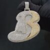 Iced Out Any Initial Letter 3'' Long Pendant Made in 925 Sterling Silver Embellished With Shinny Moissanite Diamonds For Birthday Gift