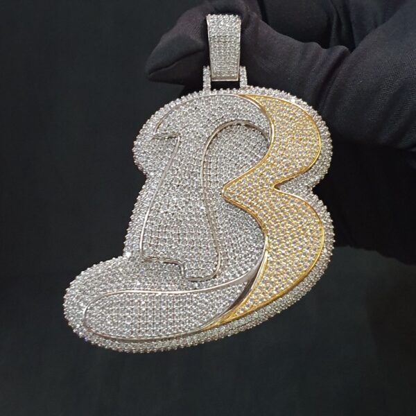 Iced Out Any Initial Letter 3'' Long Pendant Made in 925 Sterling Silver Embellished With Shinny Moissanite Diamonds For Birthday Gift