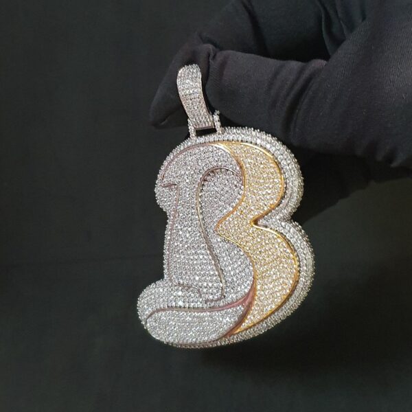 Iced Out Any Initial Letter 3'' Long Pendant Made in 925 Sterling Silver Embellished With Shinny Moissanite Diamonds For Birthday Gift