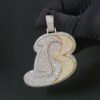 Iced Out Any Initial Letter 3'' Long Pendant Made in 925 Sterling Silver Embellished With Shinny Moissanite Diamonds For Birthday Gift