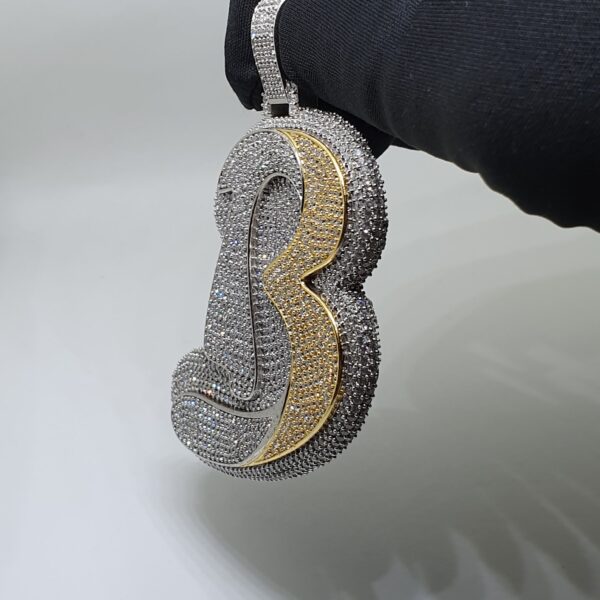 Iced Out Any Initial Letter 3'' Long Pendant Made in 925 Sterling Silver Embellished With Shinny Moissanite Diamonds For Birthday Gift