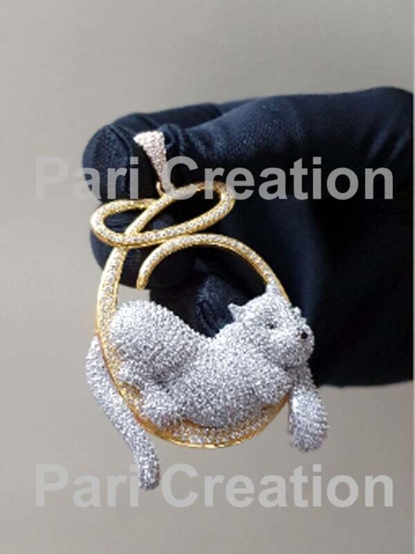 Iced Out Bear Pendant 2.5"High and 2"Wide Made in 925 Sterling Silver Embellished With Shinny Moissanite Diamond For Birthday And Party Gift