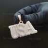 Iced Out letter Customized Pendant of 1" high 2" wide Made in 925 Sterling Silver Embellished With Moissanite Diamonds For Memorial Gift