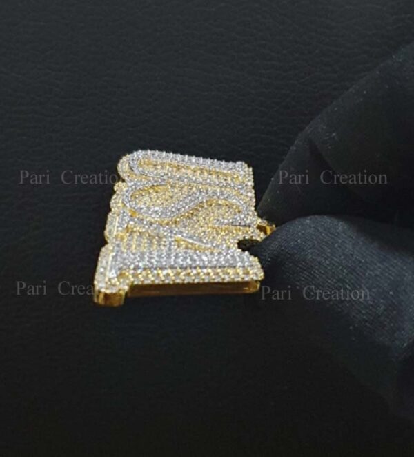 Iced Out letter Customized Pendant of 1" high 2" wide Made in 925 Sterling Silver Embellished With Moissanite Diamonds For Memorial Gift