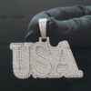 Iced Out letter Customized Pendant of 1" high 2" wide Made in 925 Sterling Silver Embellished With Moissanite Diamonds For Memorial Gift