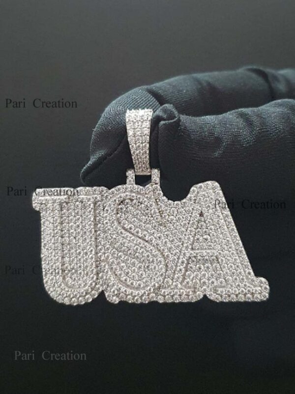 Iced Out letter Customized Pendant of 1" high 2" wide Made in 925 Sterling Silver Embellished With Moissanite Diamonds For Memorial Gift