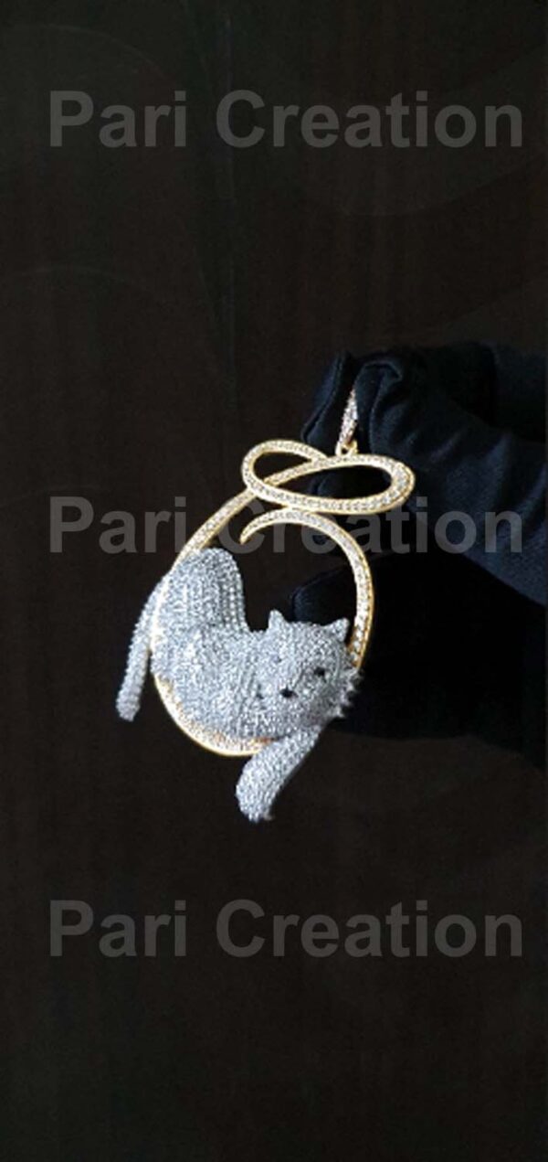 Iced Out Bear Pendant 2.5"High and 2"Wide Made in 925 Sterling Silver Embellished With Shinny Moissanite Diamond For Birthday And Party Gift