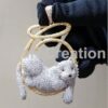 Iced Out Bear Pendant 2.5"High and 2"Wide Made in 925 Sterling Silver Embellished With Shinny Moissanite Diamond For Birthday And Party Gift
