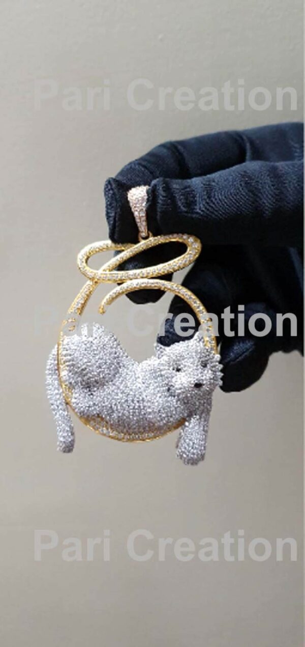 Iced Out Bear Pendant 2.5"High and 2"Wide Made in 925 Sterling Silver Embellished With Shinny Moissanite Diamond For Birthday And Party Gift