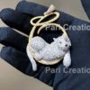 Iced Out Bear Pendant 2.5"High and 2"Wide Made in 925 Sterling Silver Embellished With Shinny Moissanite Diamond For Birthday And Party Gift