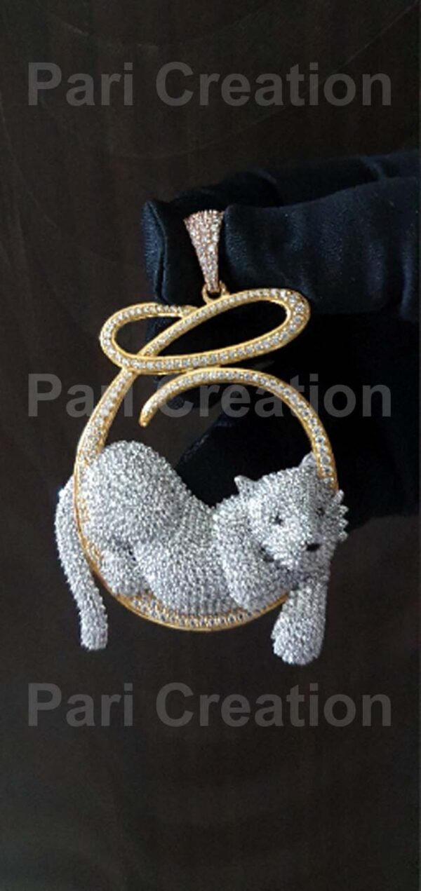Iced Out Bear Pendant 2.5"High and 2"Wide Made in 925 Sterling Silver Embellished With Shinny Moissanite Diamond For Birthday And Party Gift
