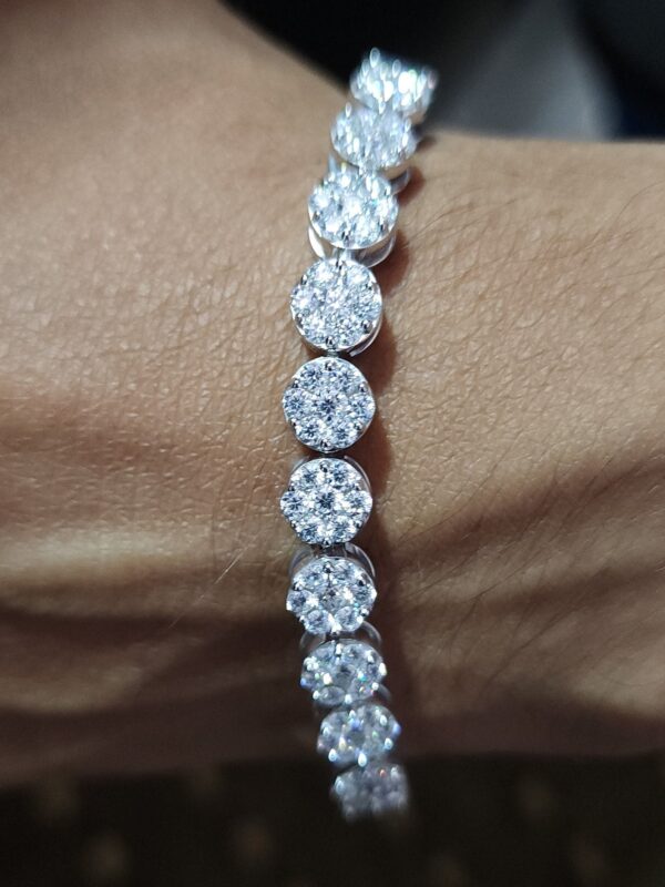 Invisible Pressure Setting Diamond Bracelet Made in 925 Silver Embellished With Shinny Moissanite Diamonds For The Anniversary Gift For Her