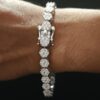 Invisible Pressure Setting Diamond Bracelet Made in 925 Silver Embellished With Shinny Moissanite Diamonds For The Anniversary Gift For Her