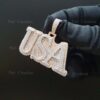Iced Out letter Customized Pendant of 1" high 2" wide Made in 925 Sterling Silver Embellished With Moissanite Diamonds For Memorial Gift