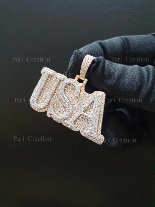 Iced Out letter Customized Pendant of 1" high 2" wide Made in 925 Sterling Silver Embellished With Moissanite Diamonds For Memorial Gift