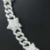 Miami Cuban Star Link Chain Made In 925 Sterling Silver Embellished With Shinny Moissanite Diamonds For The Anniversary And Birthday Gift