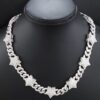 Miami Cuban Star Link Chain Made In 925 Sterling Silver Embellished With Shinny Moissanite Diamonds For The Anniversary And Birthday Gift