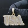 Iced Out letter Customized Pendant of 1" high 2" wide Made in 925 Sterling Silver Embellished With Moissanite Diamonds For Memorial Gift