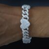 Iced Out Heart Cuban Link Bracelet Made in 925 Sterling Silver Embellished With Shinny Moissanite Diamonds For Birthday And Anniversary Gift