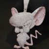3D Cartoon Shaped Pendant Made in 925 Sterling Silver Studded with VVS Colorless Moissainite Stone, Designer Trendy Pendant Carton Jewelry