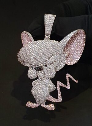 3D Cartoon Shaped Pendant Made in 925 Sterling Silver Studded with VVS Colorless Moissainite Stone, Designer Trendy Pendant Carton Jewelry