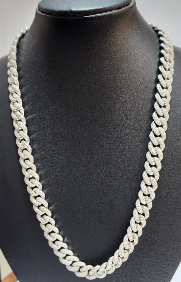 Iced Out 12 mm Miami Cuban Link Chain Made In 925 Sterling Silver Embellished With Shinny Moissanite Diamonds Available In Different Length