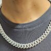 Iced Out 12 mm Miami Cuban Link Chain Made In 925 Sterling Silver Embellished With Shinny Moissanite Diamonds Available In Different Length
