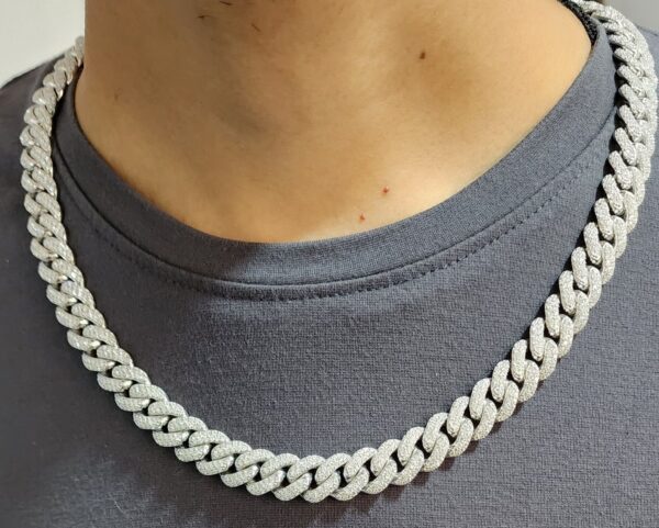 Iced Out 12 mm Miami Cuban Link Chain Made In 925 Sterling Silver Embellished With Shinny Moissanite Diamonds Available In Different Length