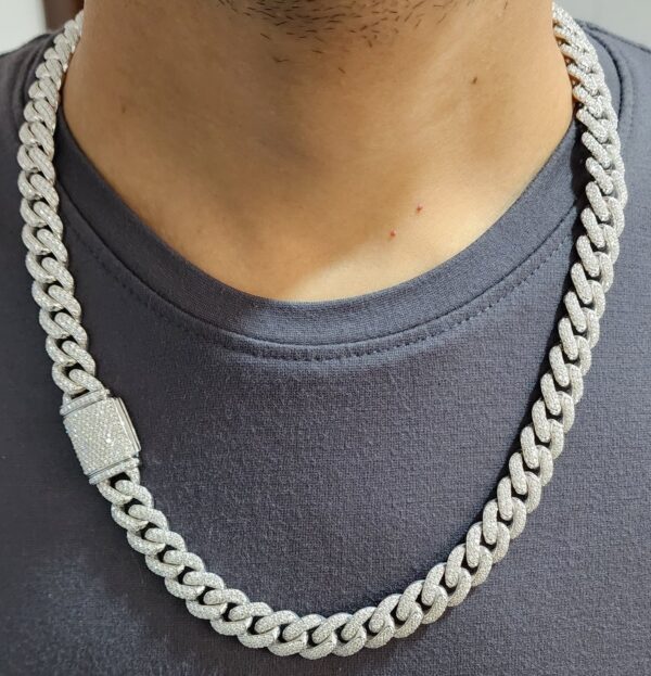 Iced Out 12 mm Miami Cuban Link Chain Made In 925 Sterling Silver Embellished With Shinny Moissanite Diamonds Available In Different Length