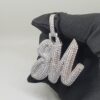 Customized Any two Letter Pendant 2" Long Made in 10k Gold/925 Silver Studded with Colorless VVS Moissanite Stone, Fully Studded Pendant