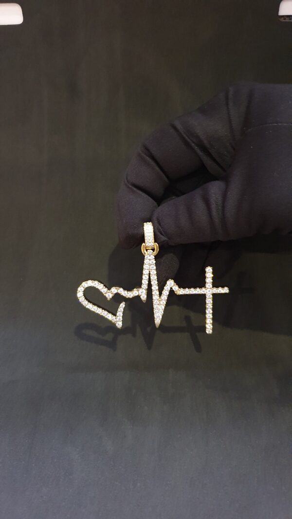 Love, Life & God Pendant Made in 10k Gold Studded with VVS Colorless Moissanite Stone, Designer Trendy Pendant Birthday / Anniversary Gift.