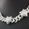 Miami Cuban Star Link Chain Made In 925 Sterling Silver Embellished With Shinny Moissanite Diamonds For The Anniversary And Birthday Gift