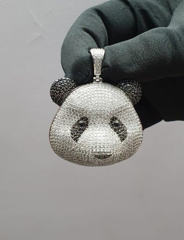 3D Panda Face Pendant Made in 925 Sterling Silver Embellished with Shinny Moissanite Diamond For Birthday,Special Gift Of Love And Affection
