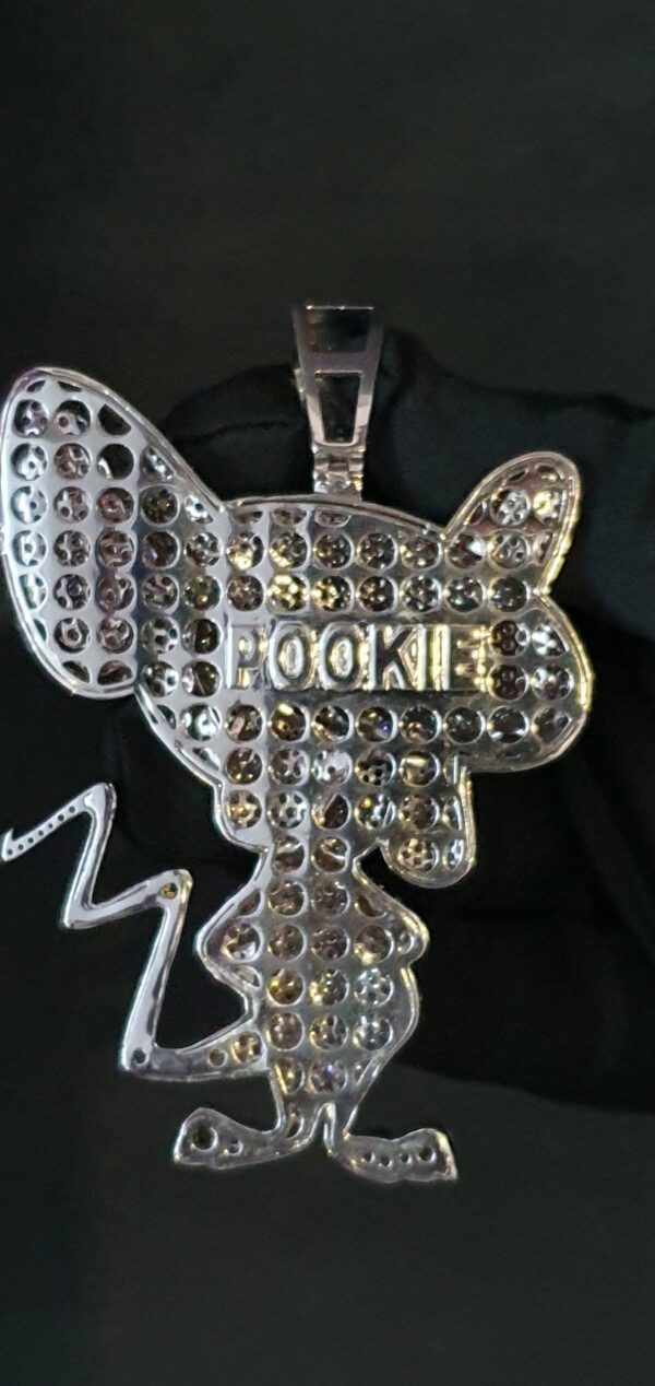 3D Cartoon Shaped Pendant Made in 925 Sterling Silver Studded with VVS Colorless Moissainite Stone, Designer Trendy Pendant Carton Jewelry