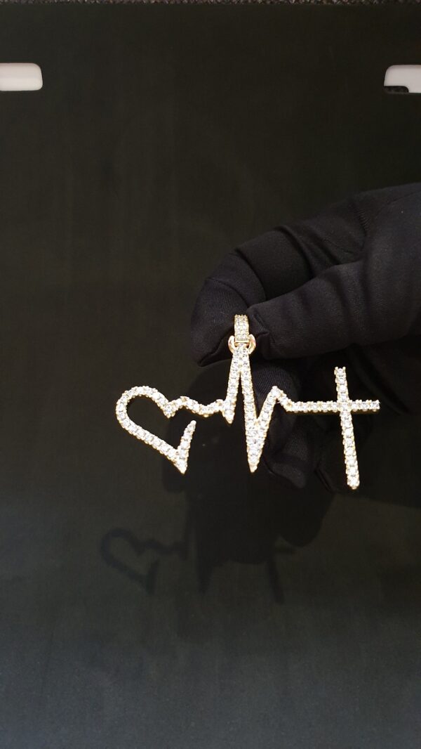 Love, Life & God Pendant Made in 10k Gold Studded with VVS Colorless Moissanite Stone, Designer Trendy Pendant Birthday / Anniversary Gift.