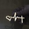 Love, Life & God Pendant Made in 10k Gold Studded with VVS Colorless Moissanite Stone, Designer Trendy Pendant Birthday / Anniversary Gift.