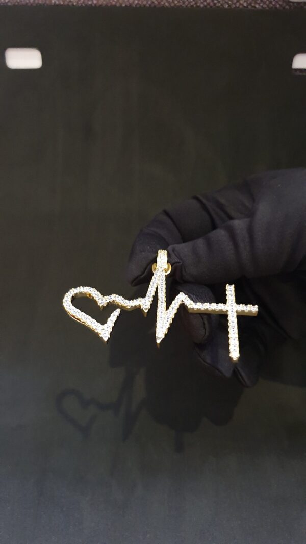 Love, Life & God Pendant Made in 10k Gold Studded with VVS Colorless Moissanite Stone, Designer Trendy Pendant Birthday / Anniversary Gift.