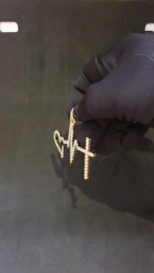 Love, Life & God Pendant Made in 10k Gold Studded with VVS Colorless Moissanite Stone, Designer Trendy Pendant Birthday / Anniversary Gift.
