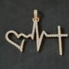 Love, Life & God Pendant Made in 10k Gold Studded with VVS Colorless Moissanite Stone, Designer Trendy Pendant Birthday / Anniversary Gift.