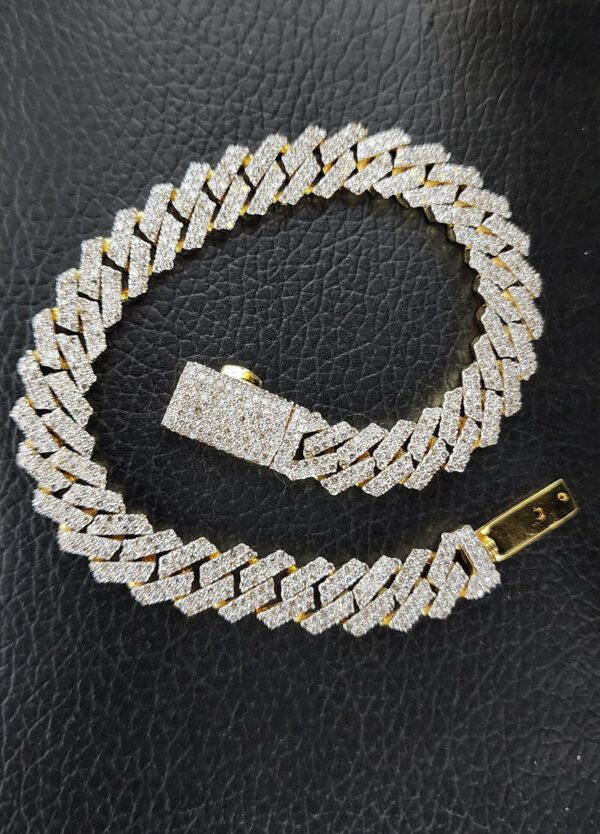 Iced Out Miami Cuban 8 mm Link Bracelet Made In 10 KT Gold Embellished With Shinny Moissanite Diamonds For Anniversary And Birthday Gift