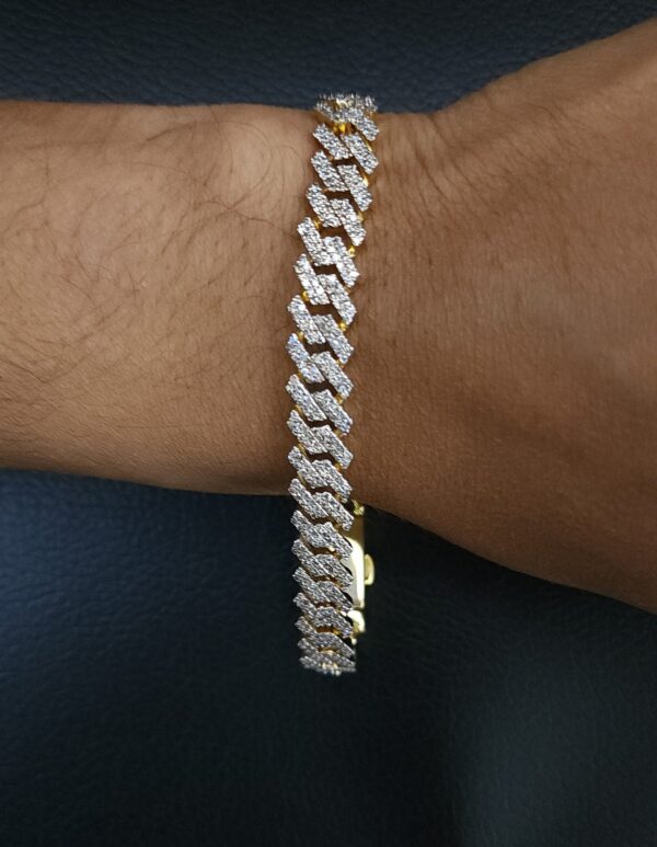 Iced Out Miami Cuban 8 mm Link Bracelet Made In 10 KT Gold Embellished With Shinny Moissanite Diamonds For Anniversary And Birthday Gift