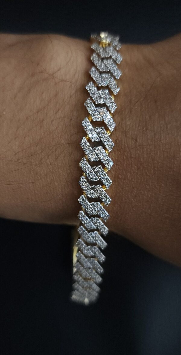 Iced Out Miami Cuban 8 mm Link Bracelet Made In 10 KT Gold Embellished With Shinny Moissanite Diamonds For Anniversary And Birthday Gift