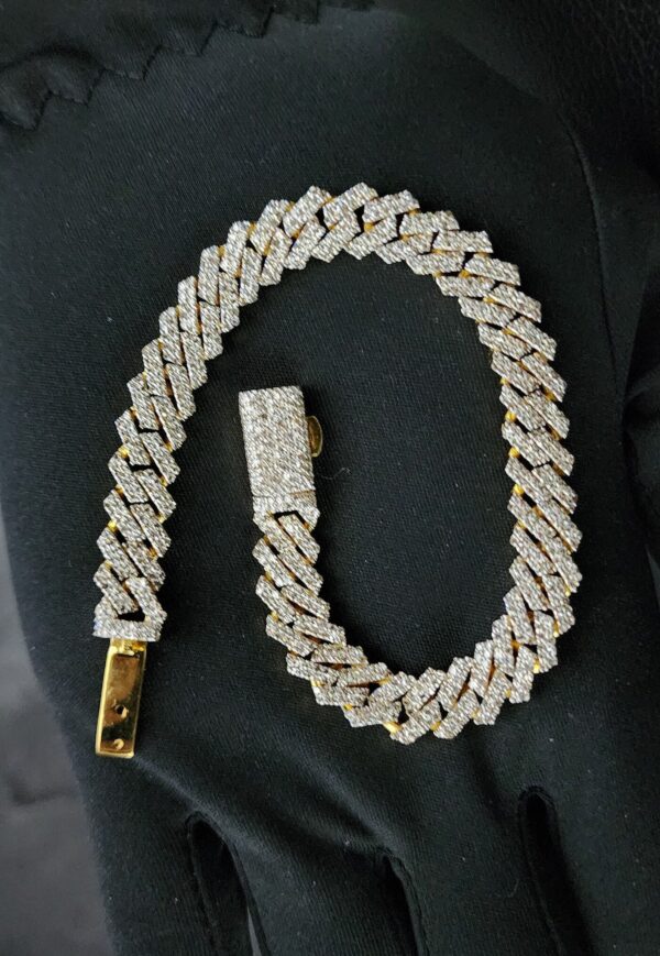Iced Out Miami Cuban 8 mm Link Bracelet Made In 10 KT Gold Embellished With Shinny Moissanite Diamonds For Anniversary And Birthday Gift