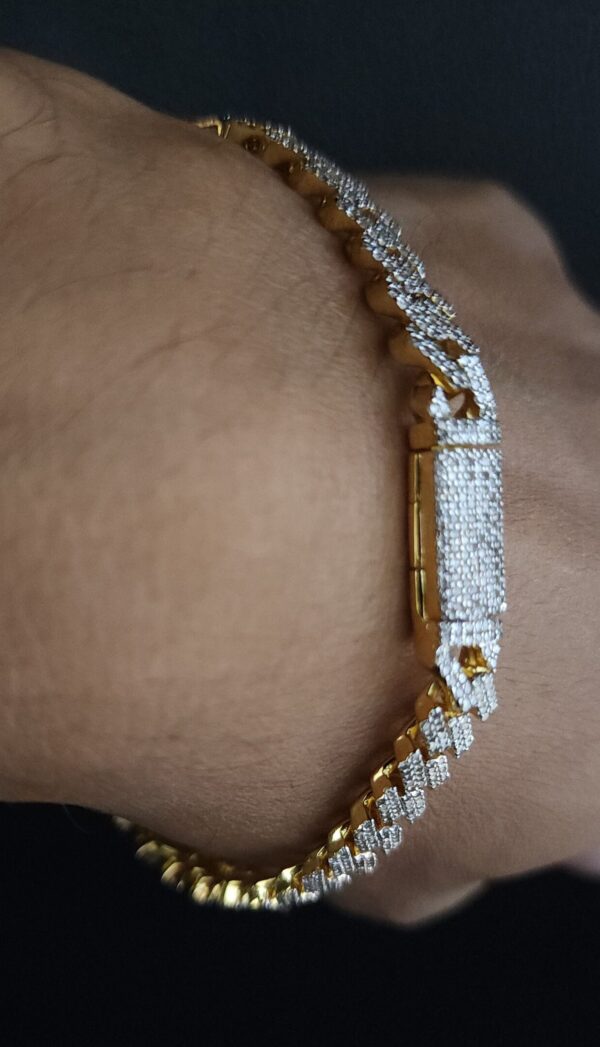Iced Out Miami Cuban 8 mm Link Bracelet Made In 10 KT Gold Embellished With Shinny Moissanite Diamonds For Anniversary And Birthday Gift
