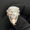 3D Skull Face Snake Ring Made in 925 Sterling Silver Studded with VVS Colorless Moissanite Stone, Unisex Ring, Hip Hop Ring, Unique Style